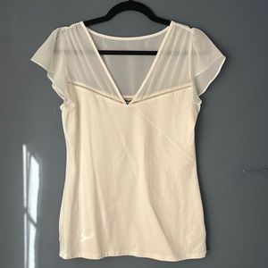 White Express Top with fluttery sleeves, size medium